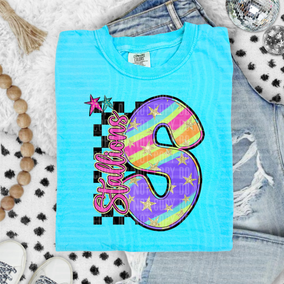 Rainbow Swirl Initials DTF Print
