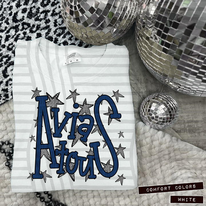 Navy Staggered DTF Print
