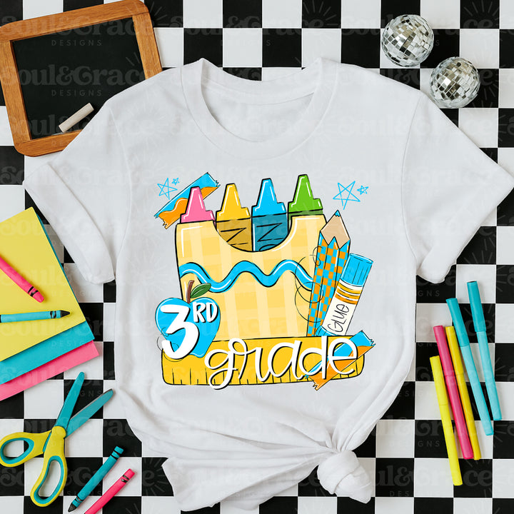 Back To School Pink And Blue DTF Print