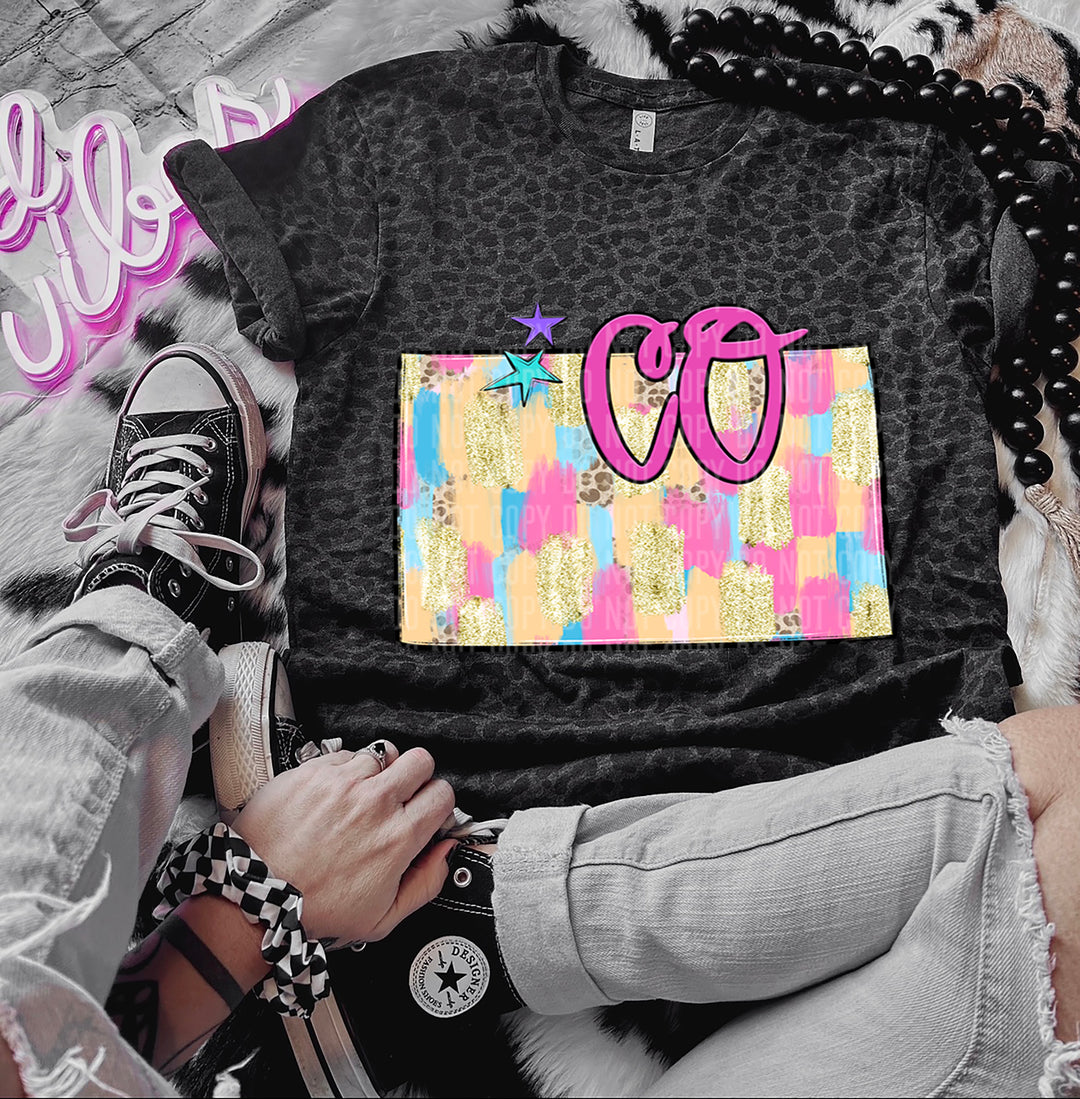Preppy Bright Brushstroke States DTF Print