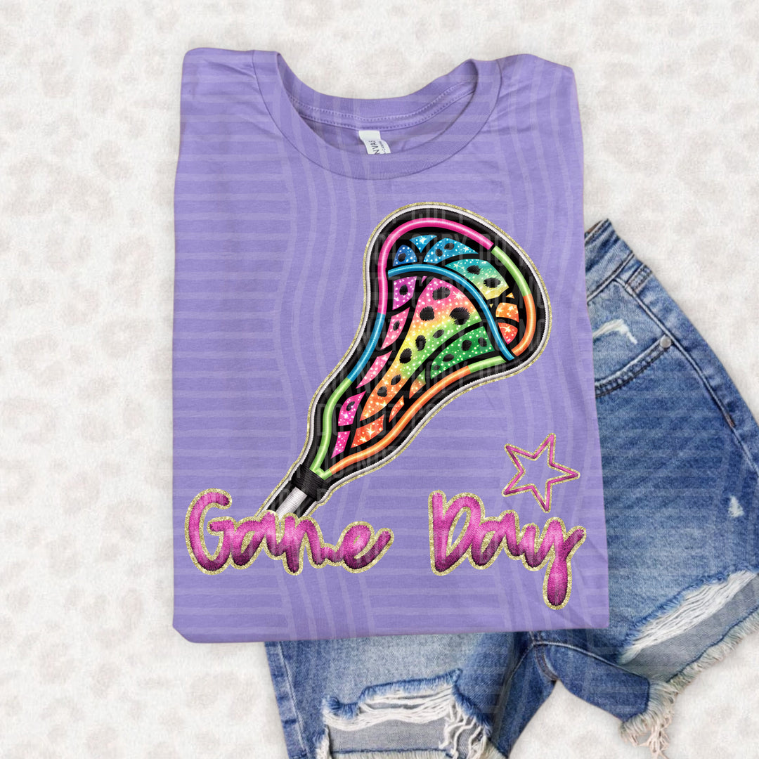 Rainbow Faux Emb Game Day DTF Print