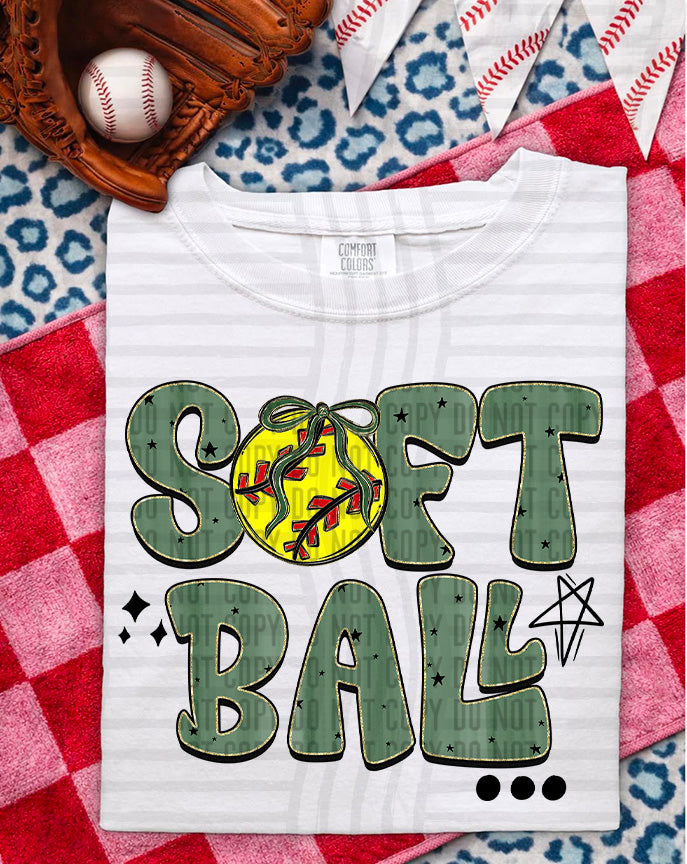 Softball Retro DTF Print