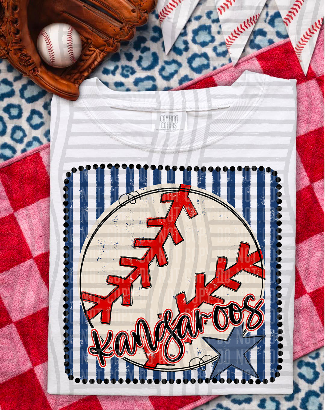 Baseball RWB Framed Script DTF Print