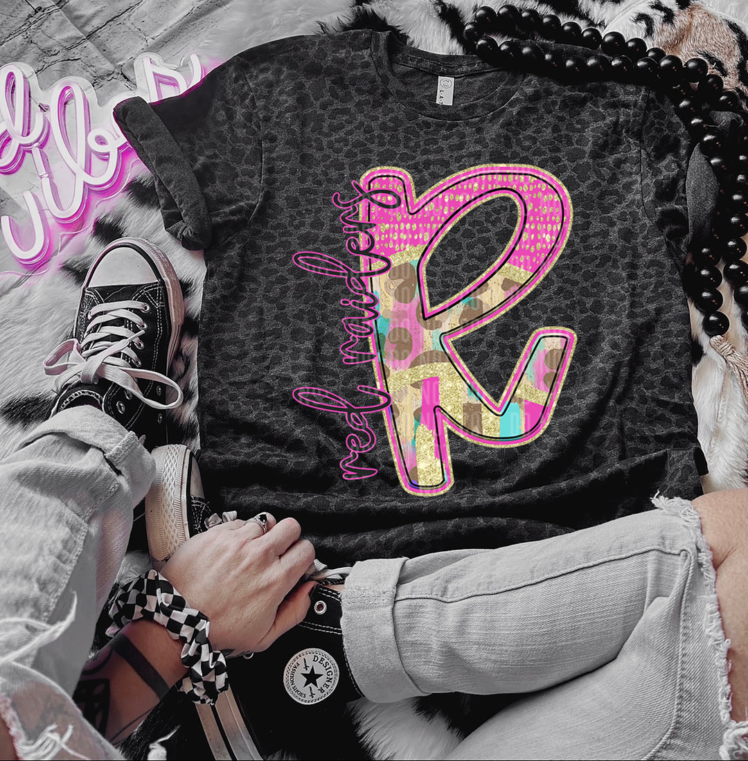 Rainbow Leopard Single Letters DTF Print