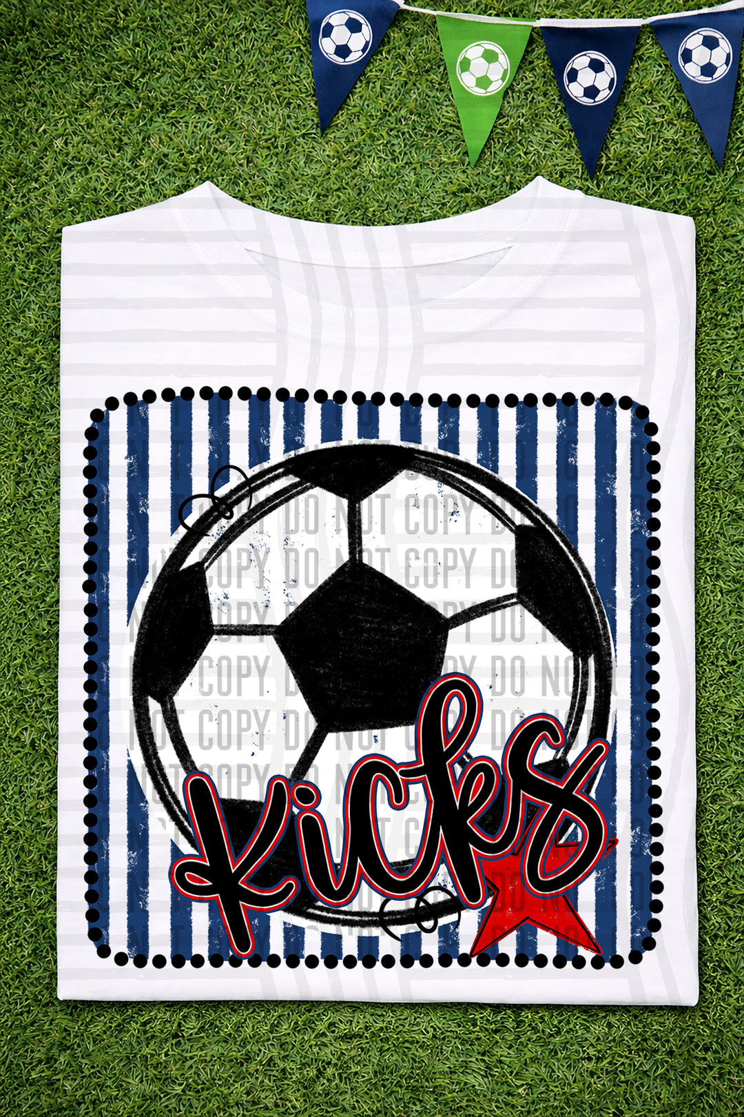 Soccer RWB Framed DTF Print