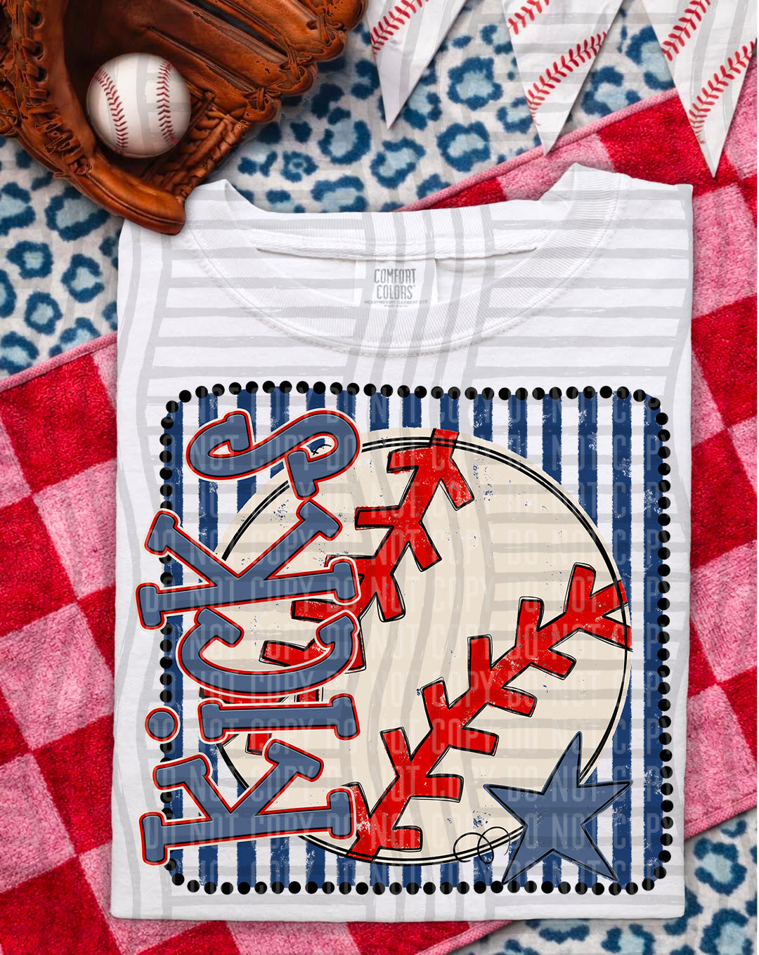 Baseball RWB Framed DTF Print
