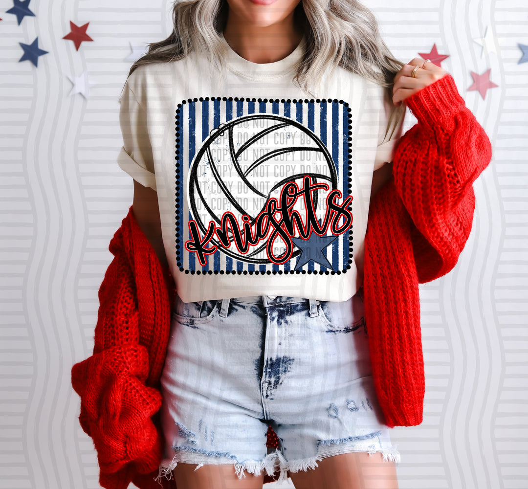 Volleyball RWB Framed DTF Print