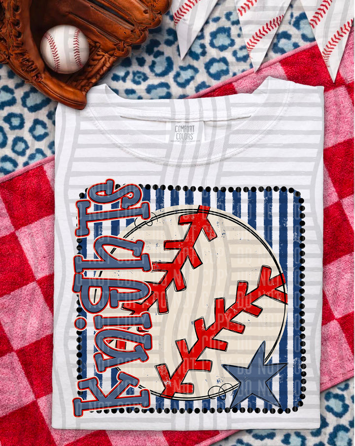 Baseball RWB Framed DTF Print