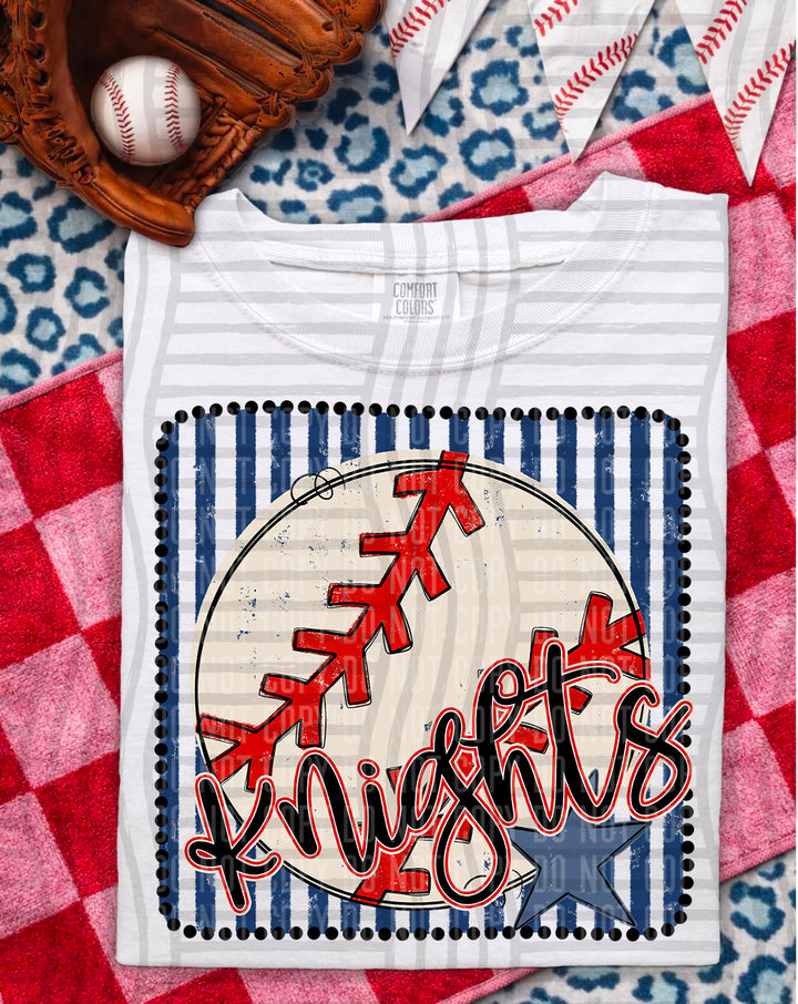 Baseball RWB Framed Script DTF Print