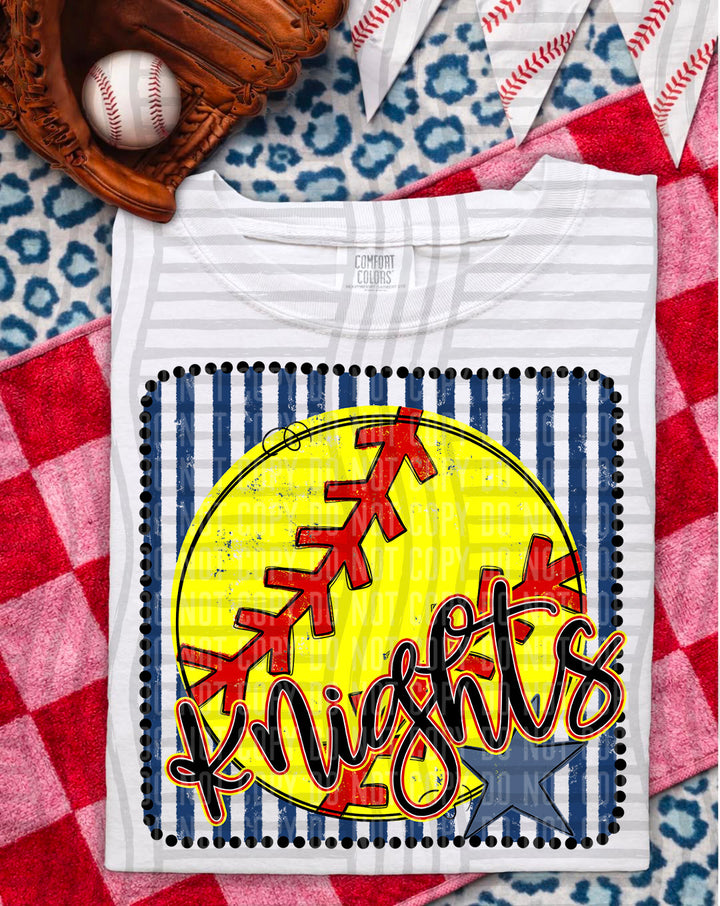 Softball RWB Framed Script DTF Print