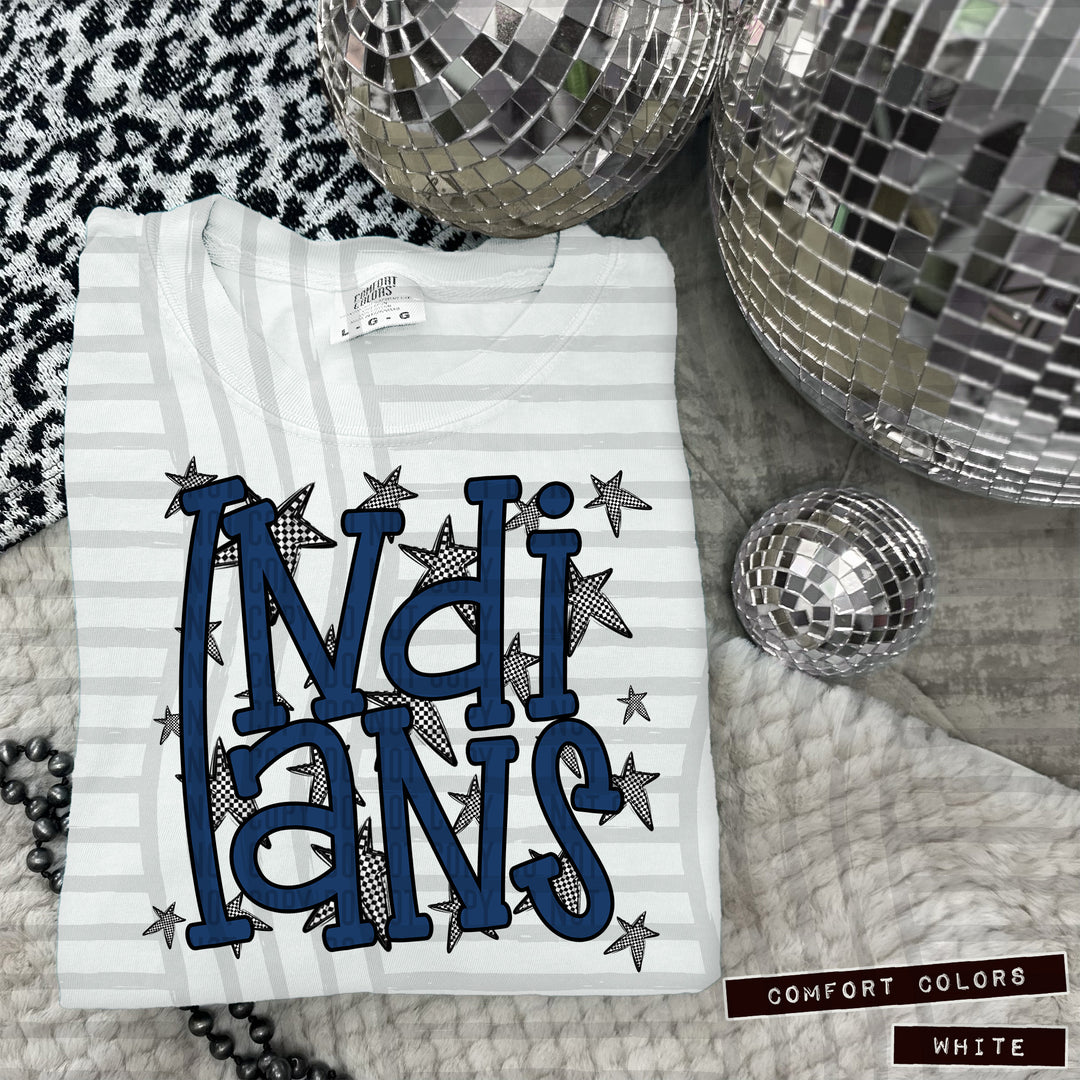 Navy Staggered DTF Print