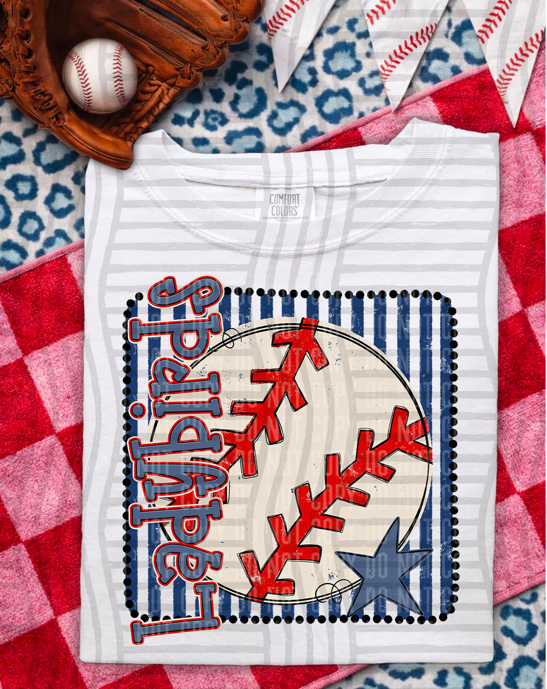 Baseball RWB Framed DTF Print