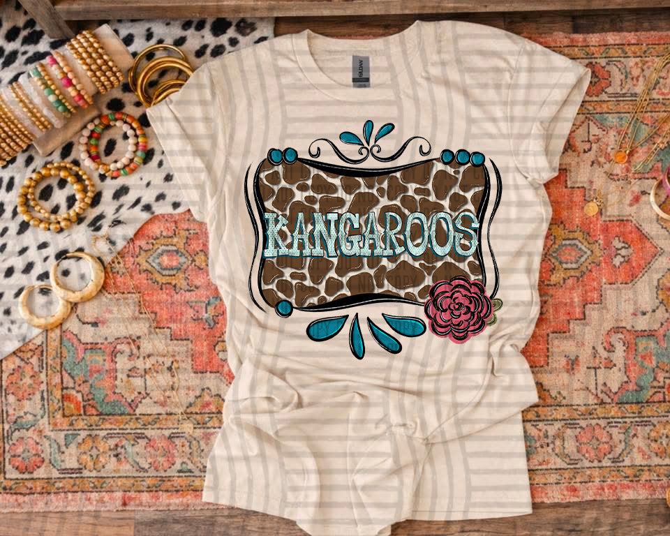 Cowhide & Turquoise Mascots DTF Print