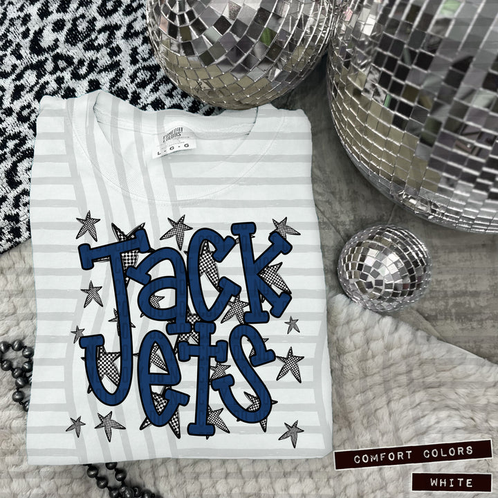 Navy Staggered DTF Print