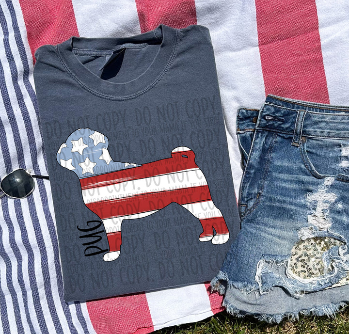 Patriotic Dog Designs Black Text DTF Print