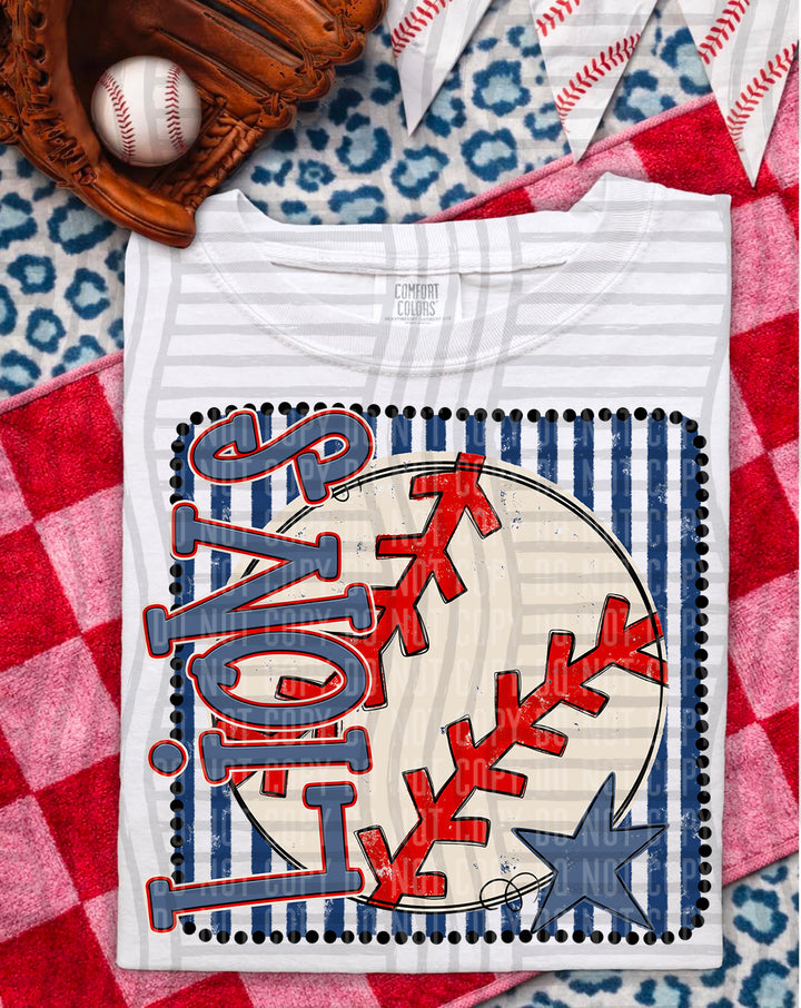 Baseball RWB Framed DTF Print