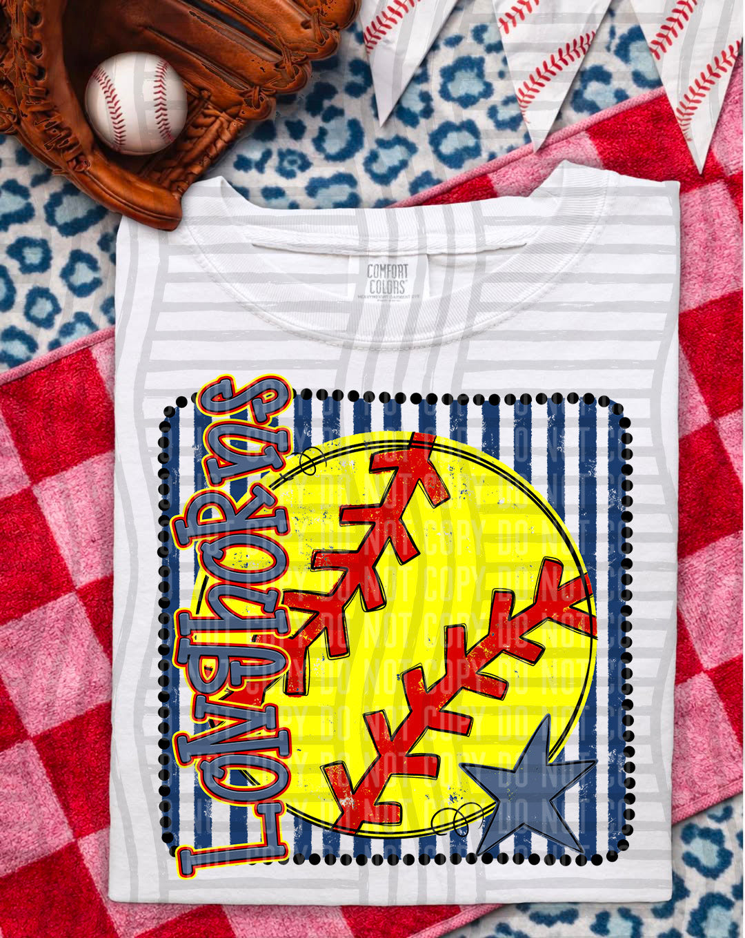 Softball RWB Framed DTF Print
