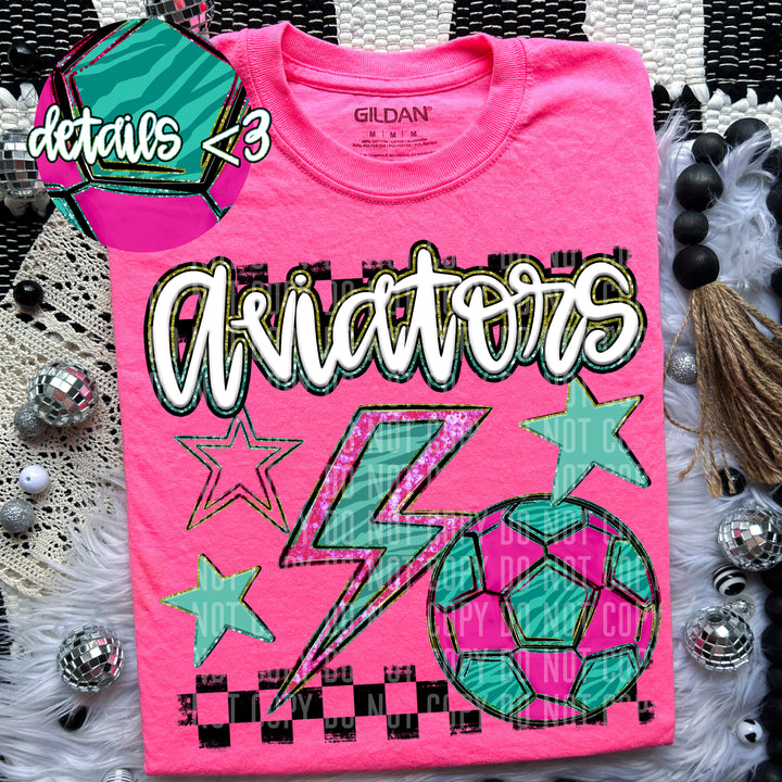 Rainbow Soccer Bolts DTF Print