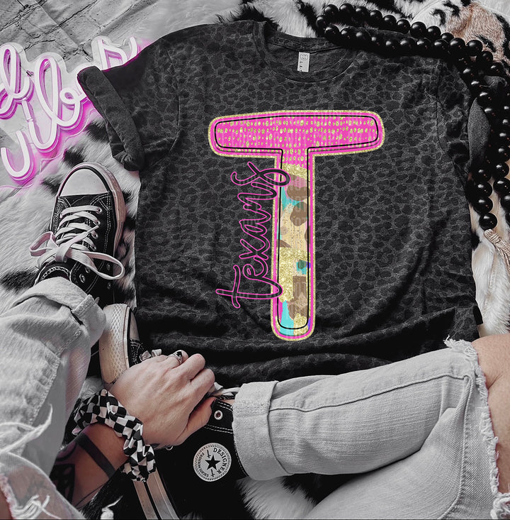 Rainbow Leopard Single Letters DTF Print