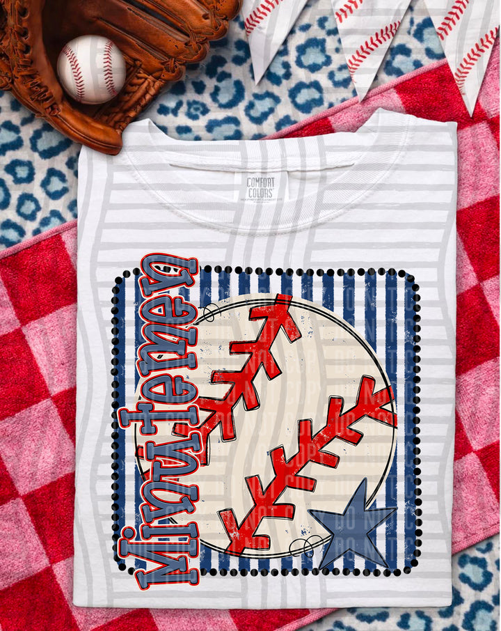 Baseball RWB Framed DTF Print