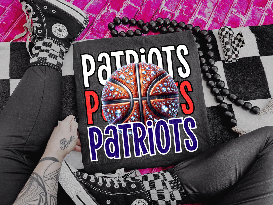 Patriots with Basketball (Red and Navy) DTF Print