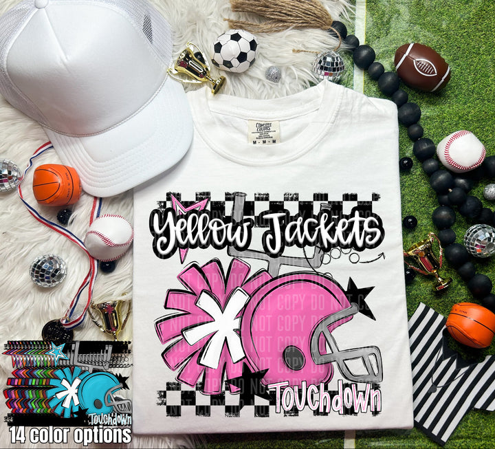 Helmet Pom Mascots Colors Bright Blue DTF Print