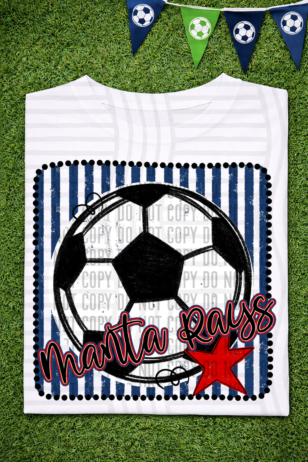 Soccer RWB Framed DTF Print