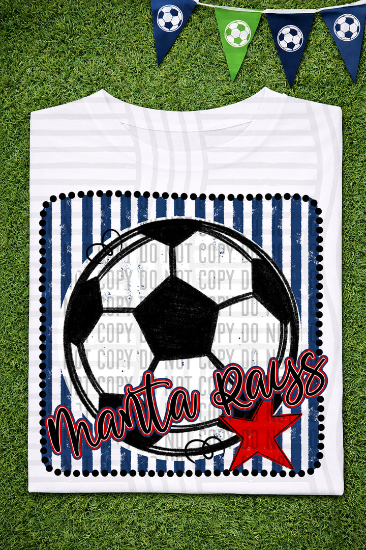 Soccer RWB Framed DTF Print