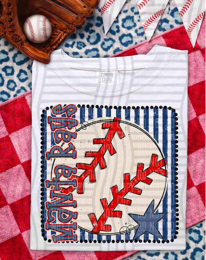 Baseball RWB Framed DTF Print