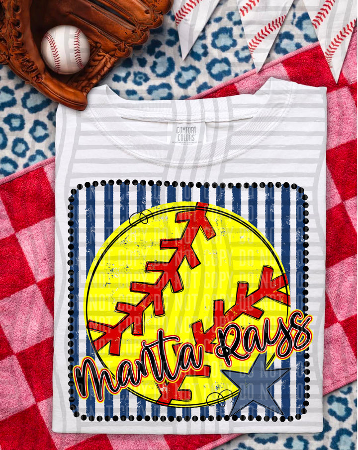 Softball RWB Framed Script DTF Print