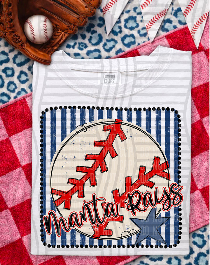 Baseball RWB Framed Script DTF Print