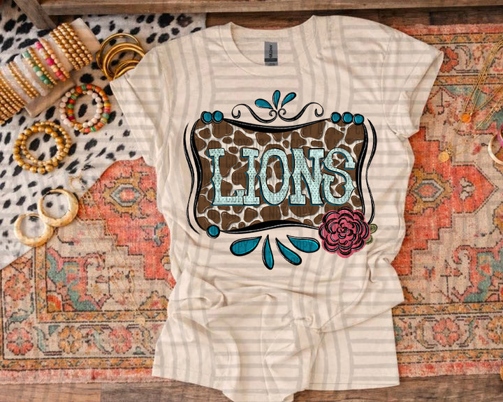 Cowhide & Turquoise Mascots DTF Print