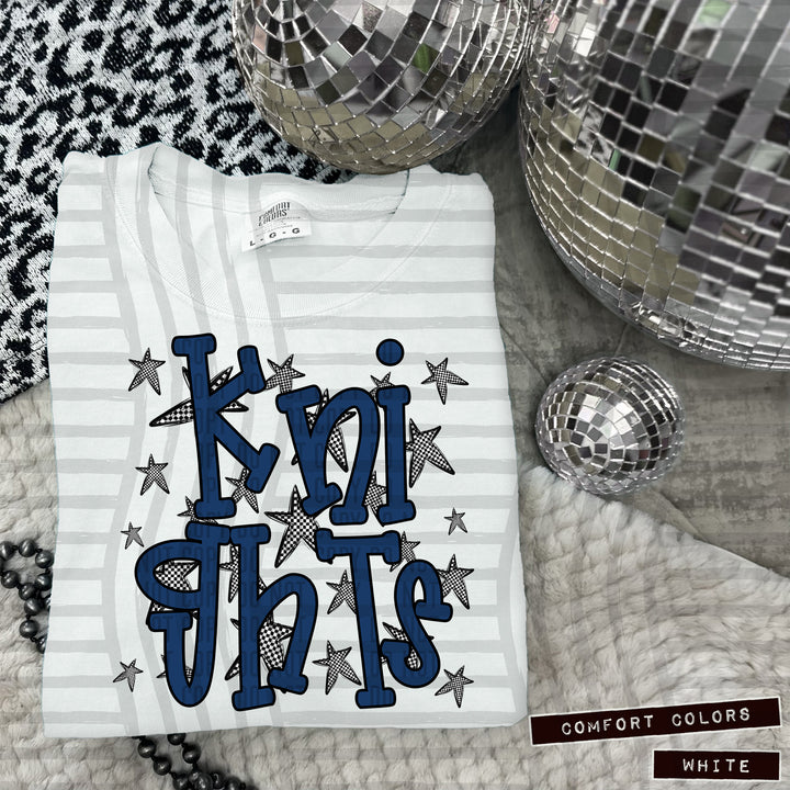 Navy Staggered DTF Print