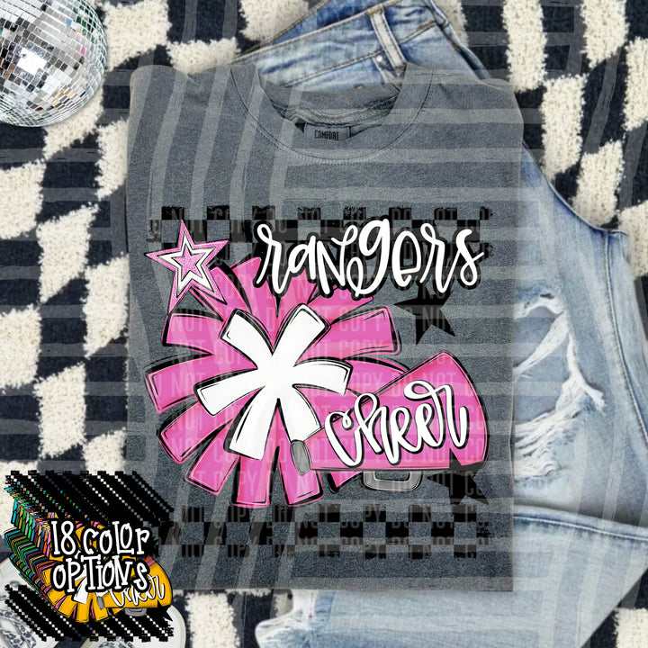 Cheer Pom With Names Grey DTF Print
