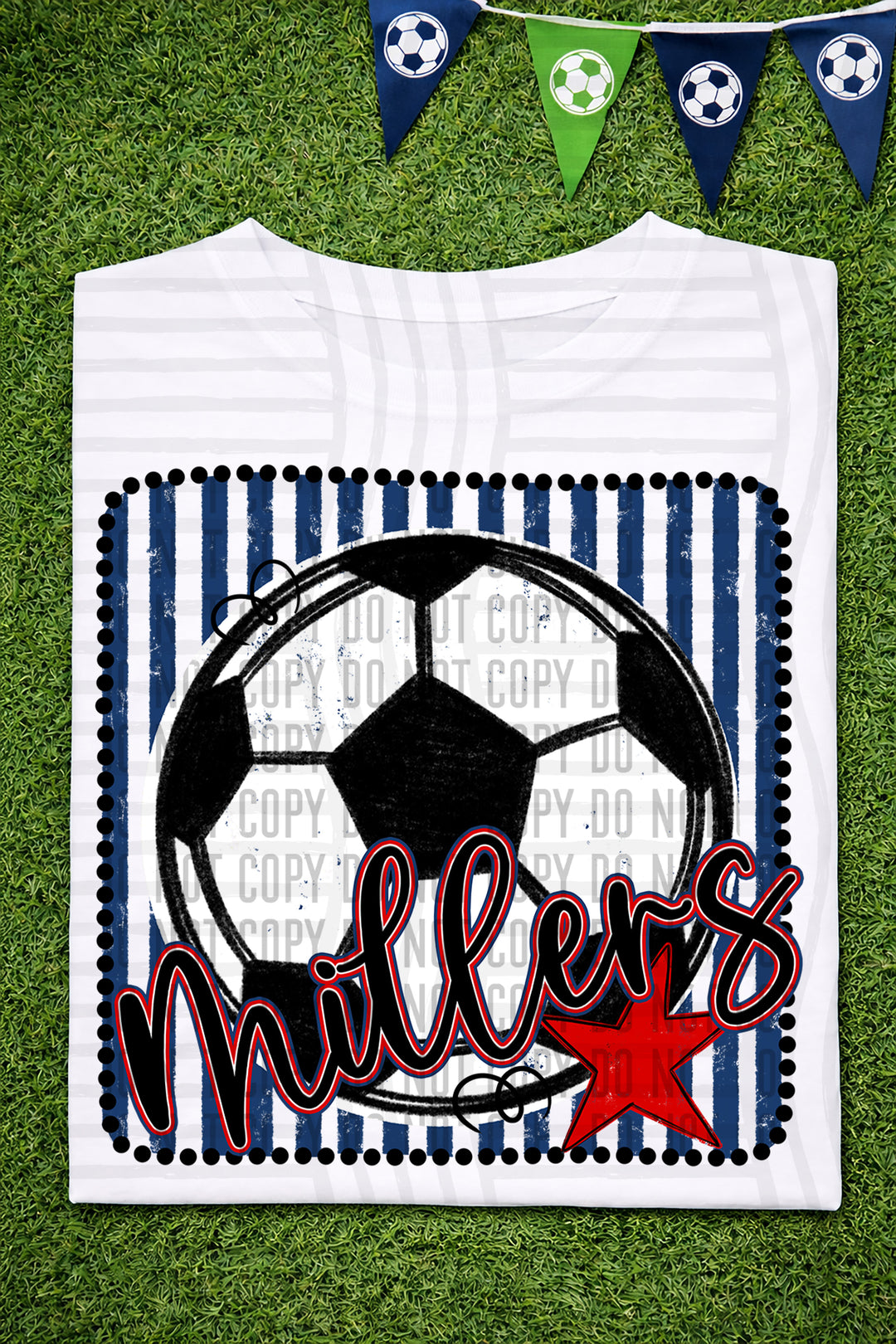 Soccer RWB Framed DTF Print