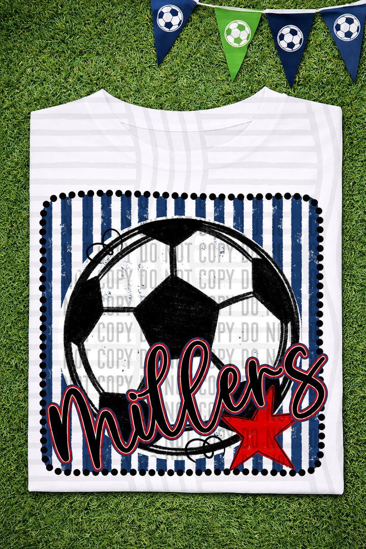 Soccer RWB Framed DTF Print