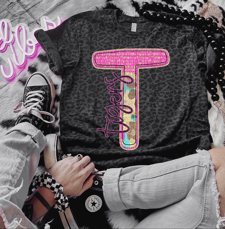 Rainbow Leopard Single Letters DTF Print