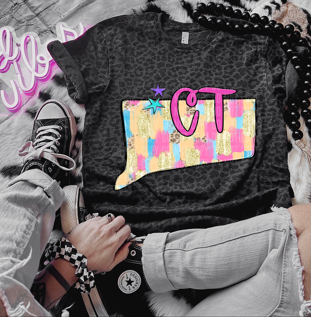 Preppy Bright Brushstroke States DTF Print