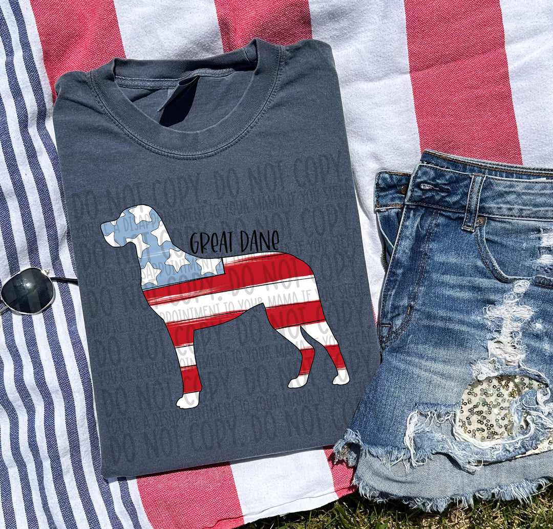 Patriotic Dog Designs Black Text DTF Print