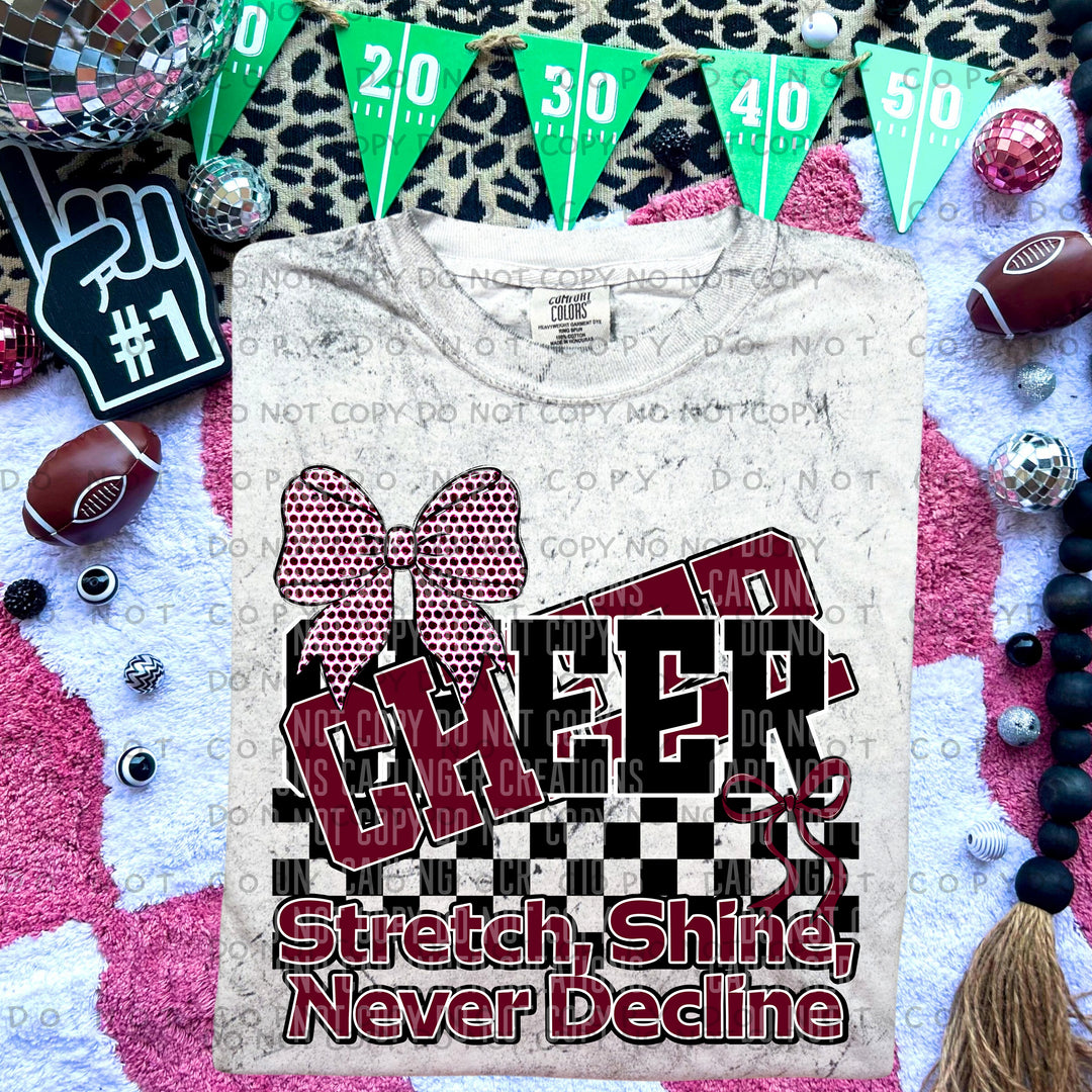 Stretch Shine Never Decline Cheer DTF Print