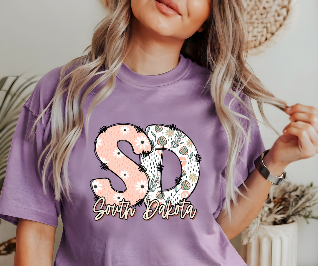 Exclusive Spring Floral Boho State Faux Embroidery DTF Print