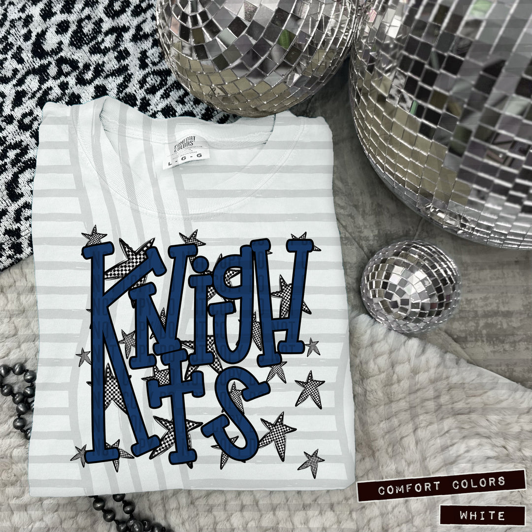 Navy Staggered DTF Print