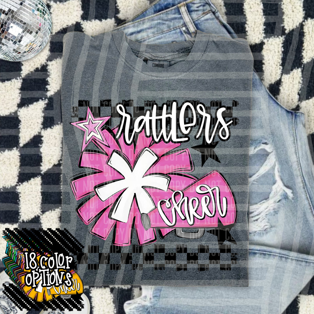 Cheer Pom With Names Grey DTF Print
