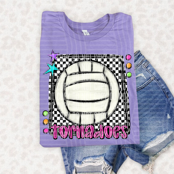 Bright Preppy Volleyball DTF Print