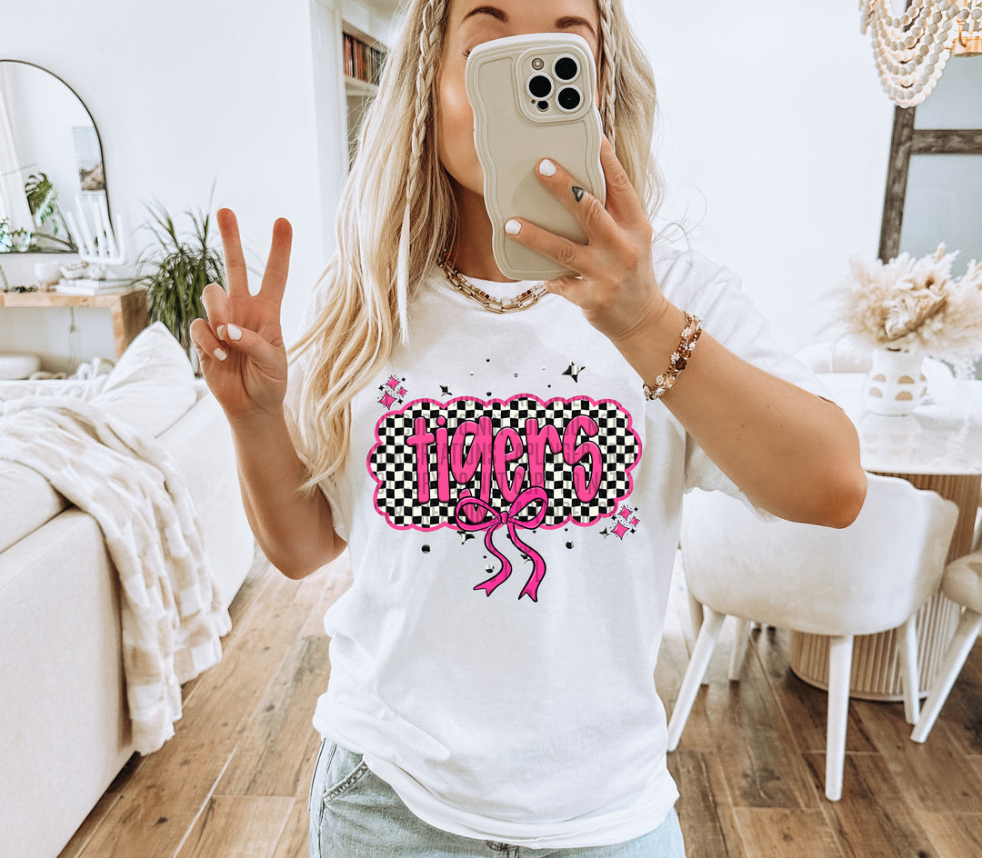 Hot Pink Checkered DTF Print