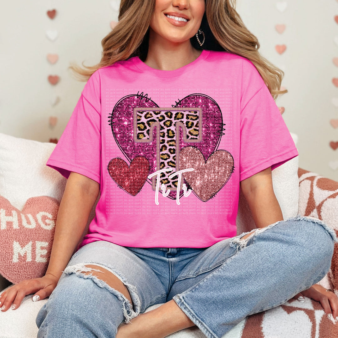 Pink Leopard Valentine Names  DTF Print