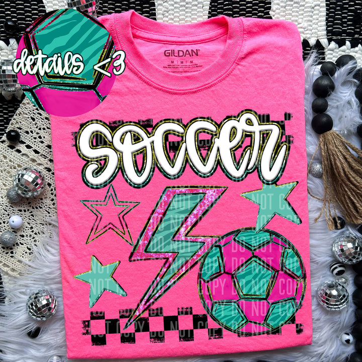 Rainbow Soccer Bolts DTF Print