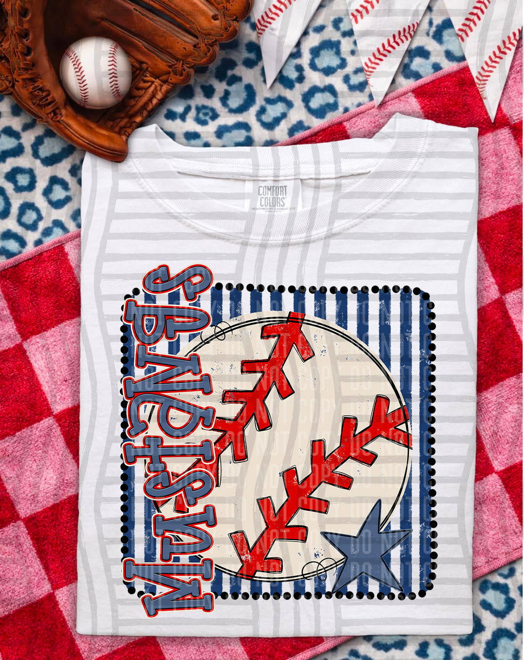 Baseball RWB Framed DTF Print