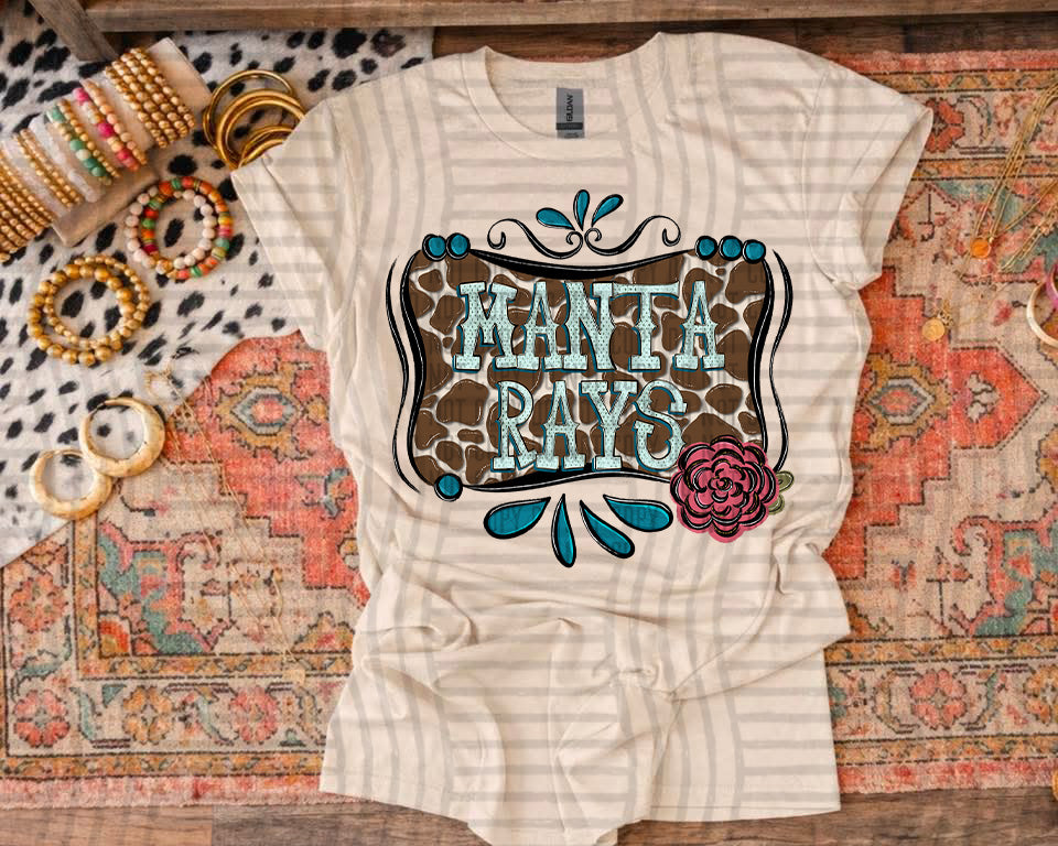 Cowhide & Turquoise Mascots DTF Print