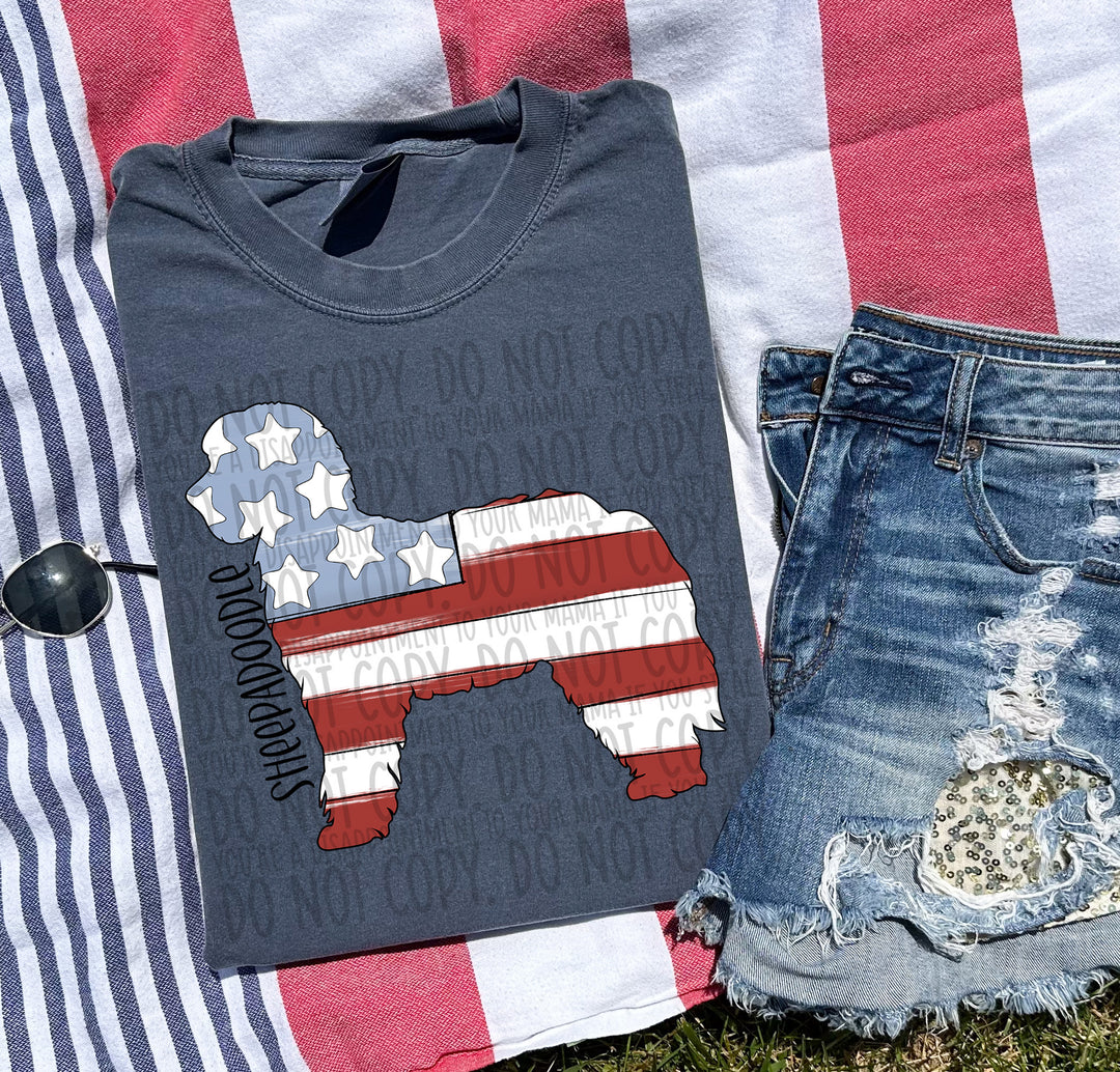 Patriotic Dog Designs Black Text DTF Print
